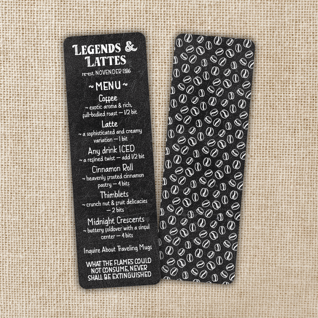 Bookmark - Legends & Lattes Menu / WILDLY ENOUGH