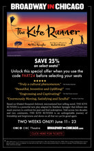 Load image into Gallery viewer, Broadway in Chicago Show + Book Chat - On-the-Road / Book Club Event + Play Performance for The Kite Runner at CIBC Theater
